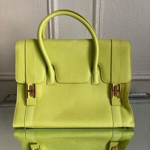 Faux Birkin Lime Green Drag Bag Satchel Tote